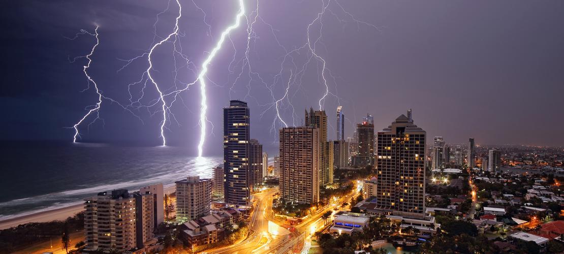 Lightning strikes over the Gold Coast