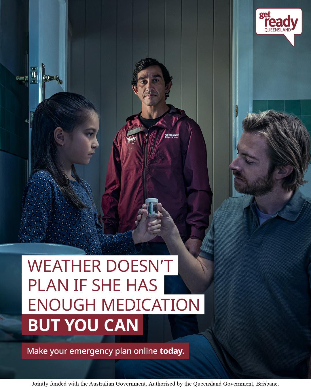 Girl and a man looking at a pill bottle in a bathroom in their hands, a man looks on from the doorway