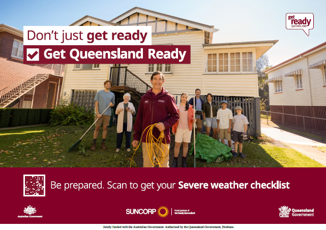 Get Queensland Ready promotional image with family infront of house