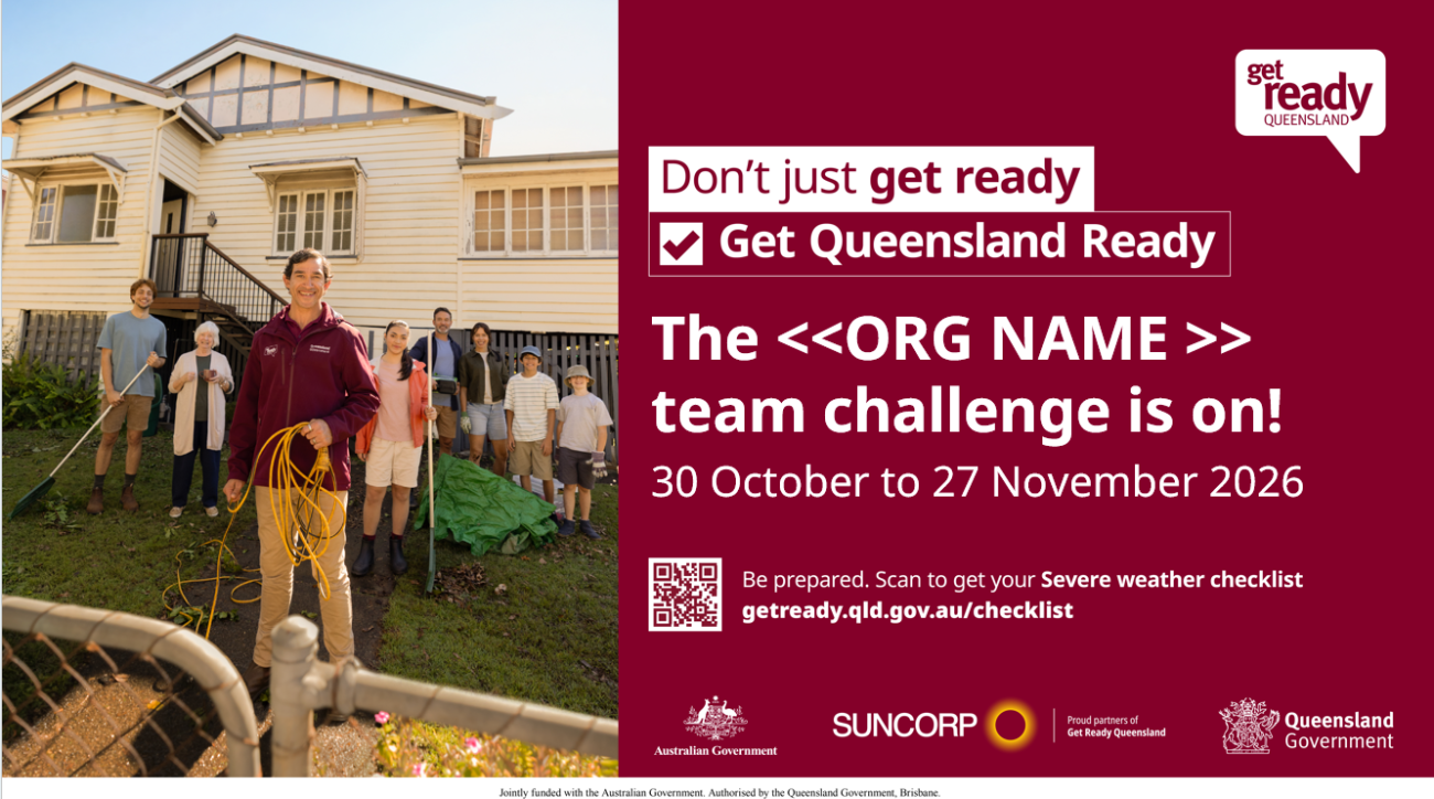 Get Ready Queensland Promo screen with QR Code