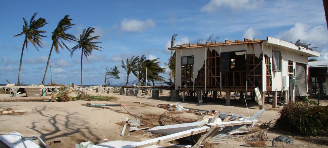 Building damaged by cyclone