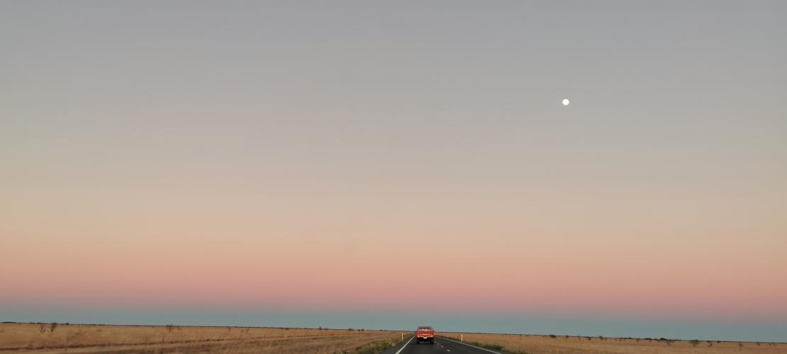 Outback highway at dusk