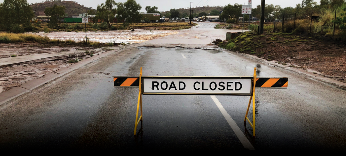 Flooded road in Queensland