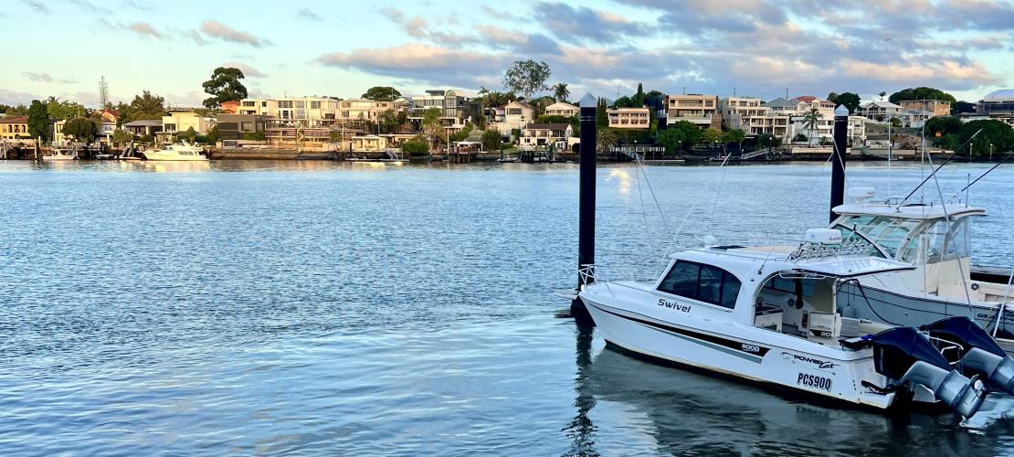 moored boat in brisbane river