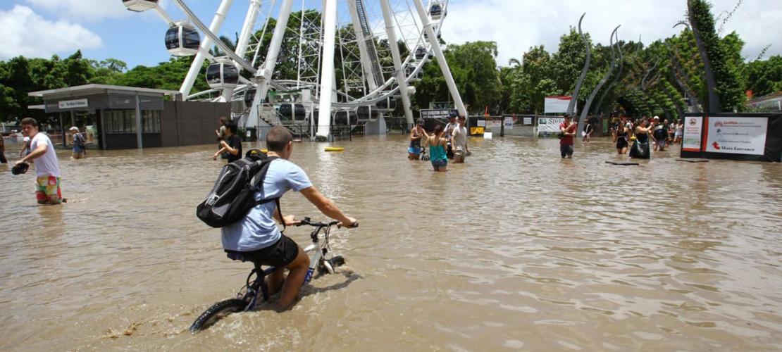 archival image of brisbane flooding in southbank