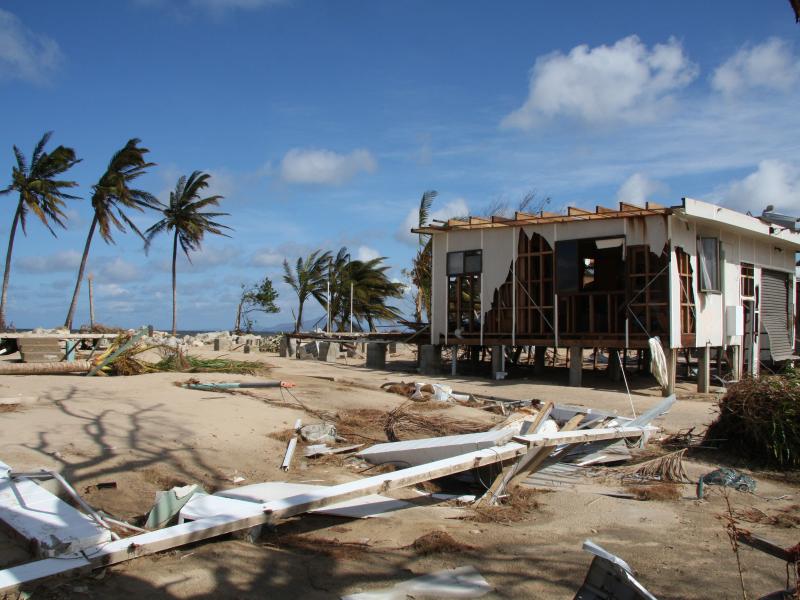 Building damaged by cyclone