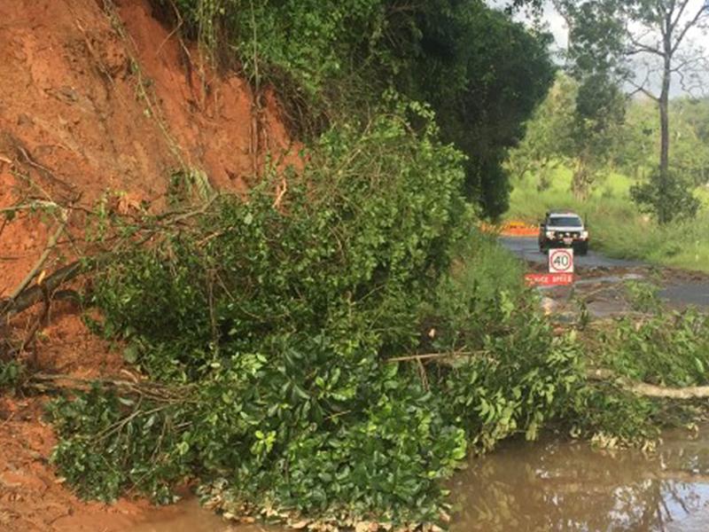 Road blocked by landslide