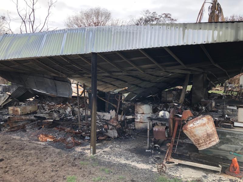 Shed and contents damaged by fire