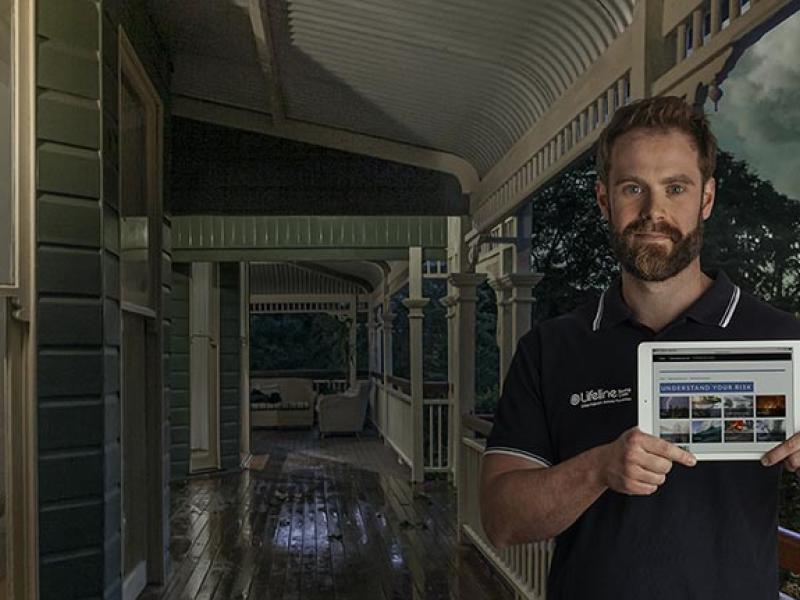Matt from Lifeline holding iPad