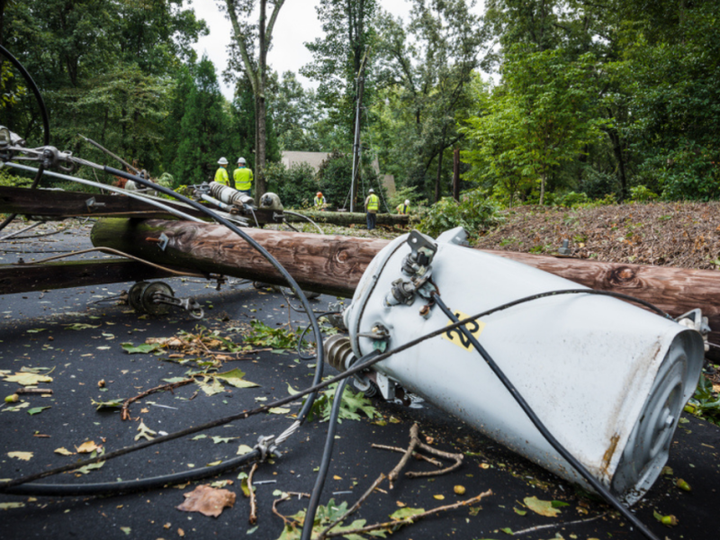 Fallen powerline after storm