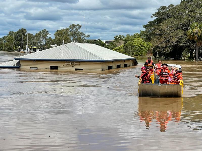 Riverine flooding in Maryborough, Queensland
