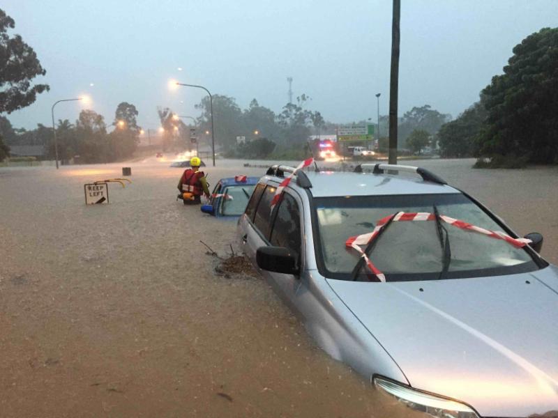 Cars in floodwater